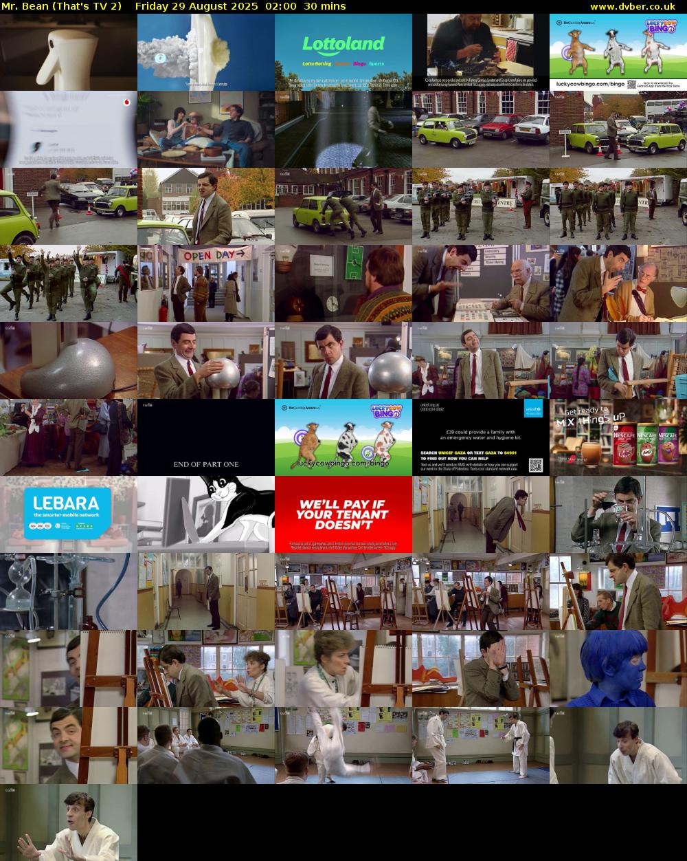 Mr. Bean (That's TV 2) Friday 29 August 2025 02:00 - 02:30