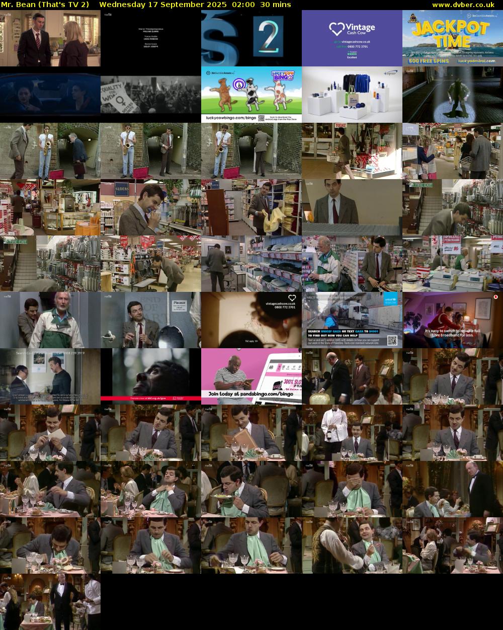 Mr. Bean (That's TV 2) Wednesday 17 September 2025 02:00 - 02:30