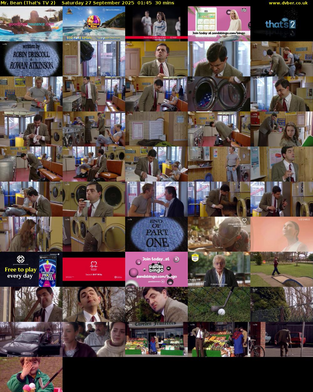 Mr. Bean (That's TV 2) Saturday 27 September 2025 01:45 - 02:15
