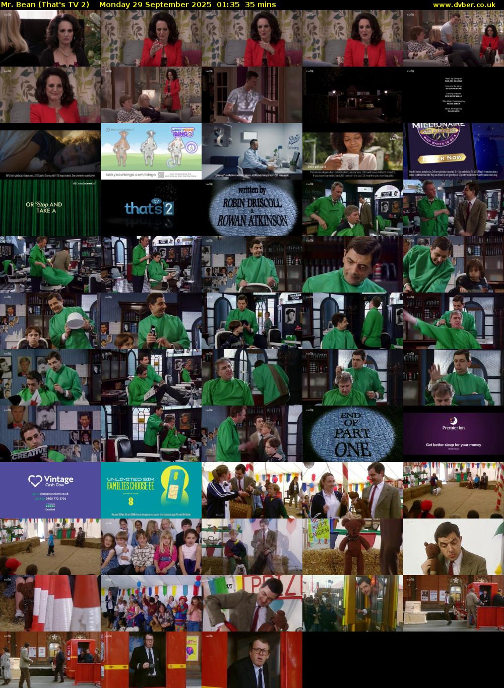 Mr. Bean (That's TV 2) Monday 29 September 2025 01:35 - 02:10