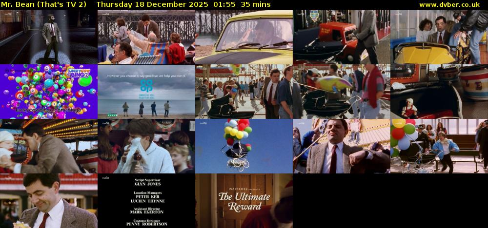 Mr. Bean (That's TV 2) Thursday 18 December 2025 01:55 - 02:30