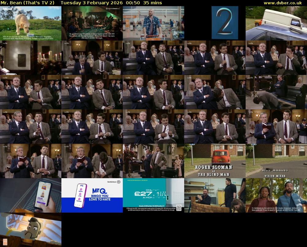 Mr. Bean (That's TV 2) Tuesday 3 February 2026 00:50 - 01:25