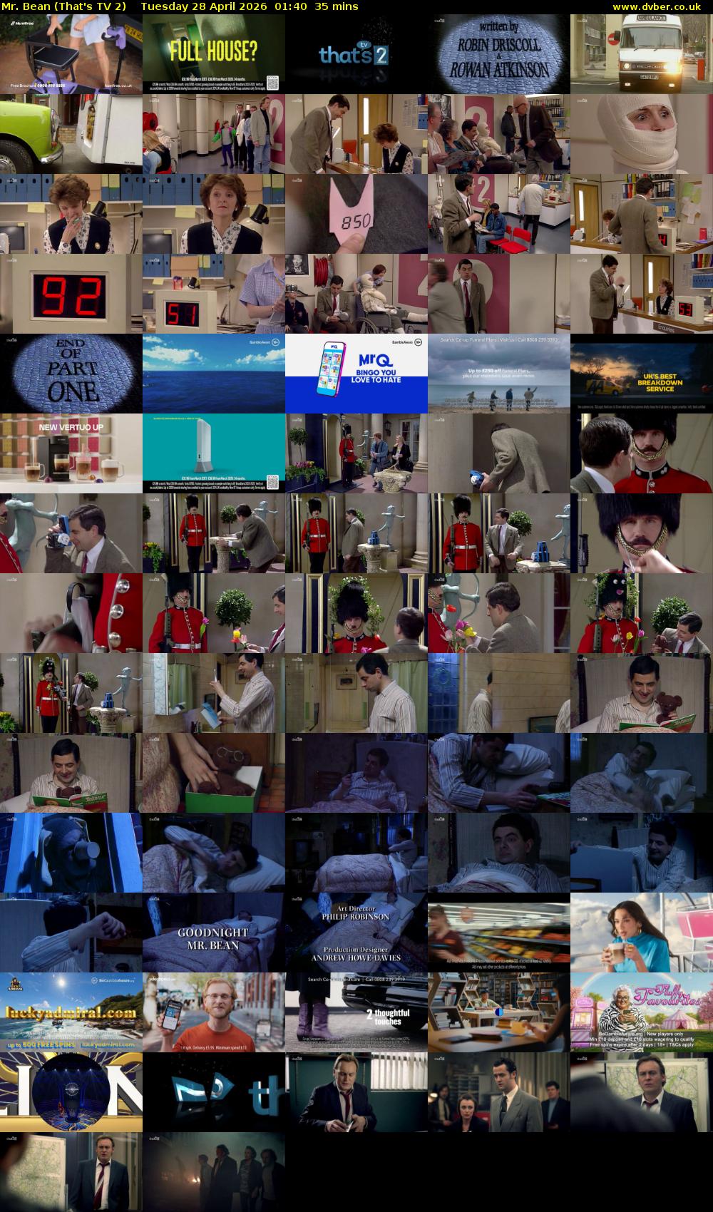 Mr. Bean (That's TV 2) Tuesday 28 April 2026 01:40 - 02:15