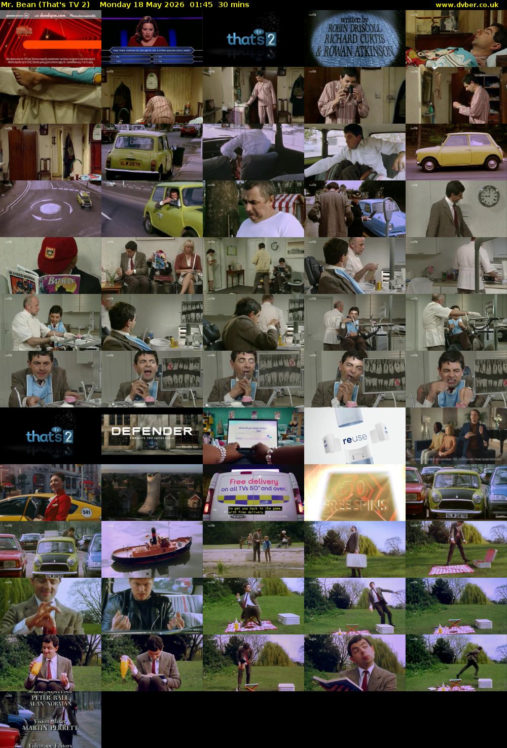 Mr. Bean (That's TV 2) Monday 18 May 2026 01:45 - 02:15