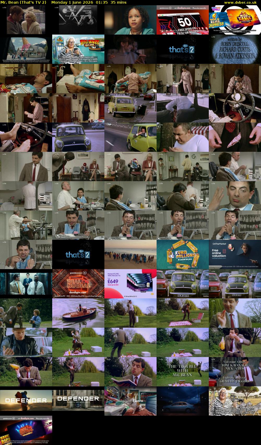 Mr. Bean (That's TV 2) Monday 1 June 2026 01:35 - 02:10