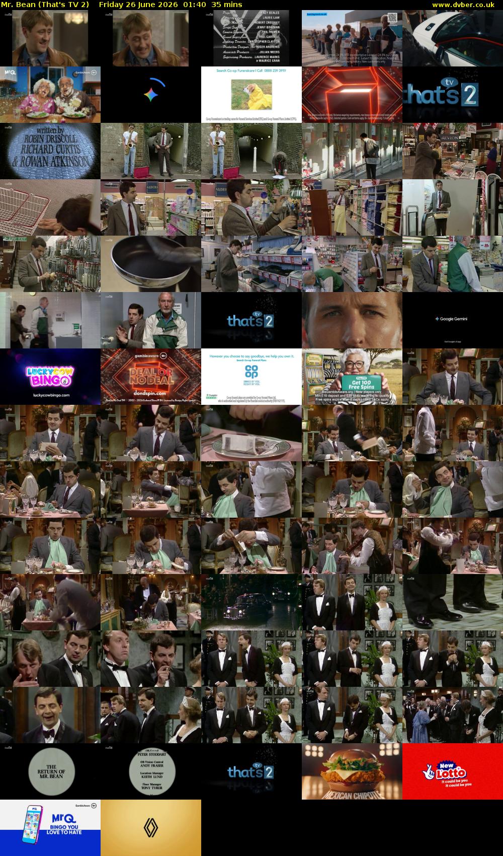 Mr. Bean (That's TV 2) Friday 26 June 2026 01:40 - 02:15