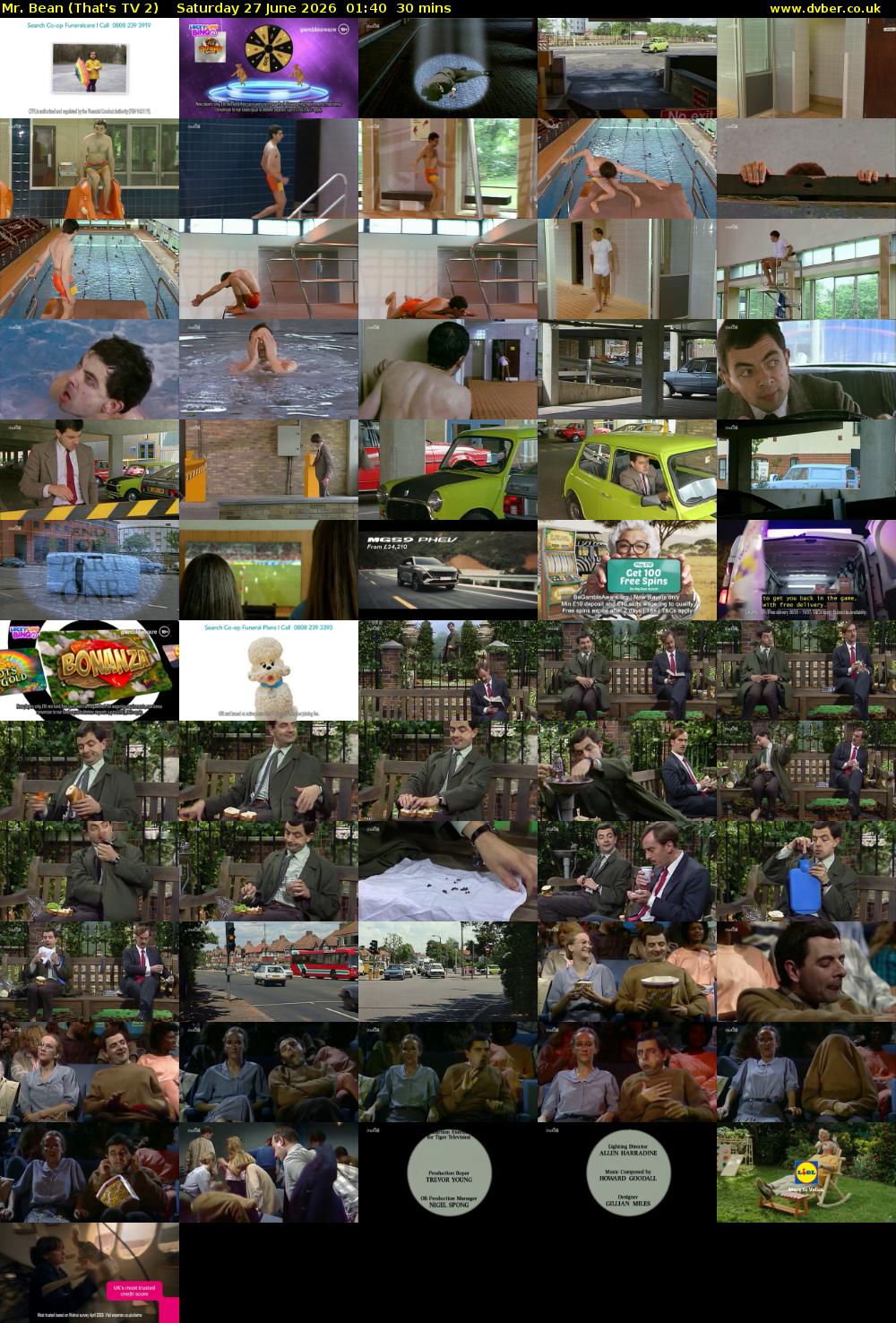 Mr. Bean (That's TV 2) Saturday 27 June 2026 01:40 - 02:10