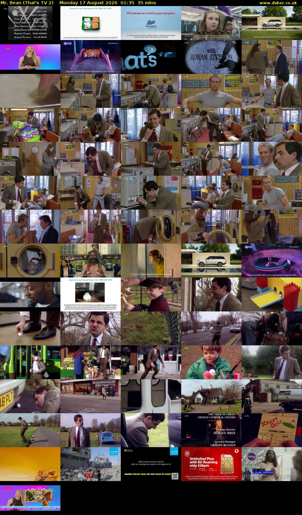 Mr. Bean (That's TV 2) Monday 17 August 2026 01:35 - 02:10