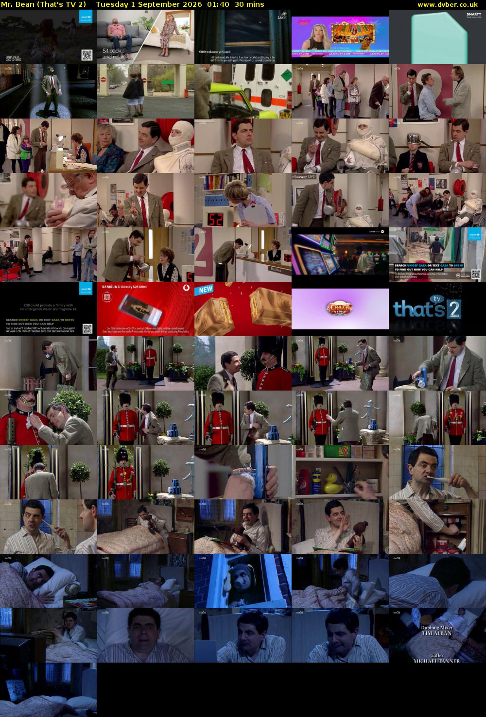 Mr. Bean (That's TV 2) Tuesday 1 September 2026 01:40 - 02:10