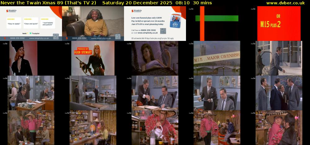 Never the Twain Xmas 89 (That's TV 2) Saturday 20 December 2025 08:10 - 08:40
