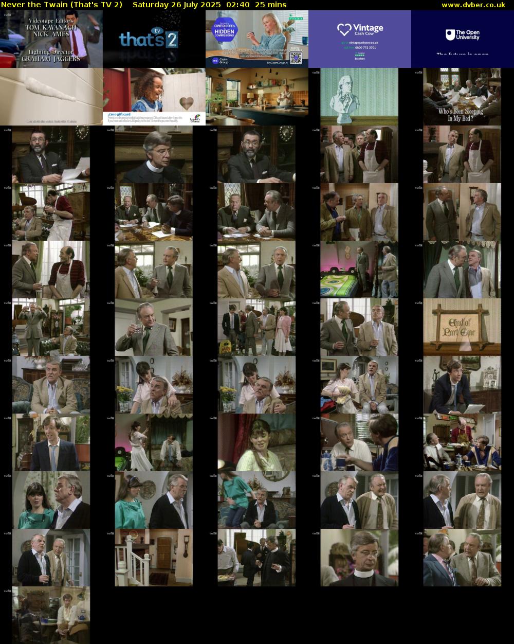 Never the Twain (That's TV 2) Saturday 26 July 2025 02:40 - 03:05