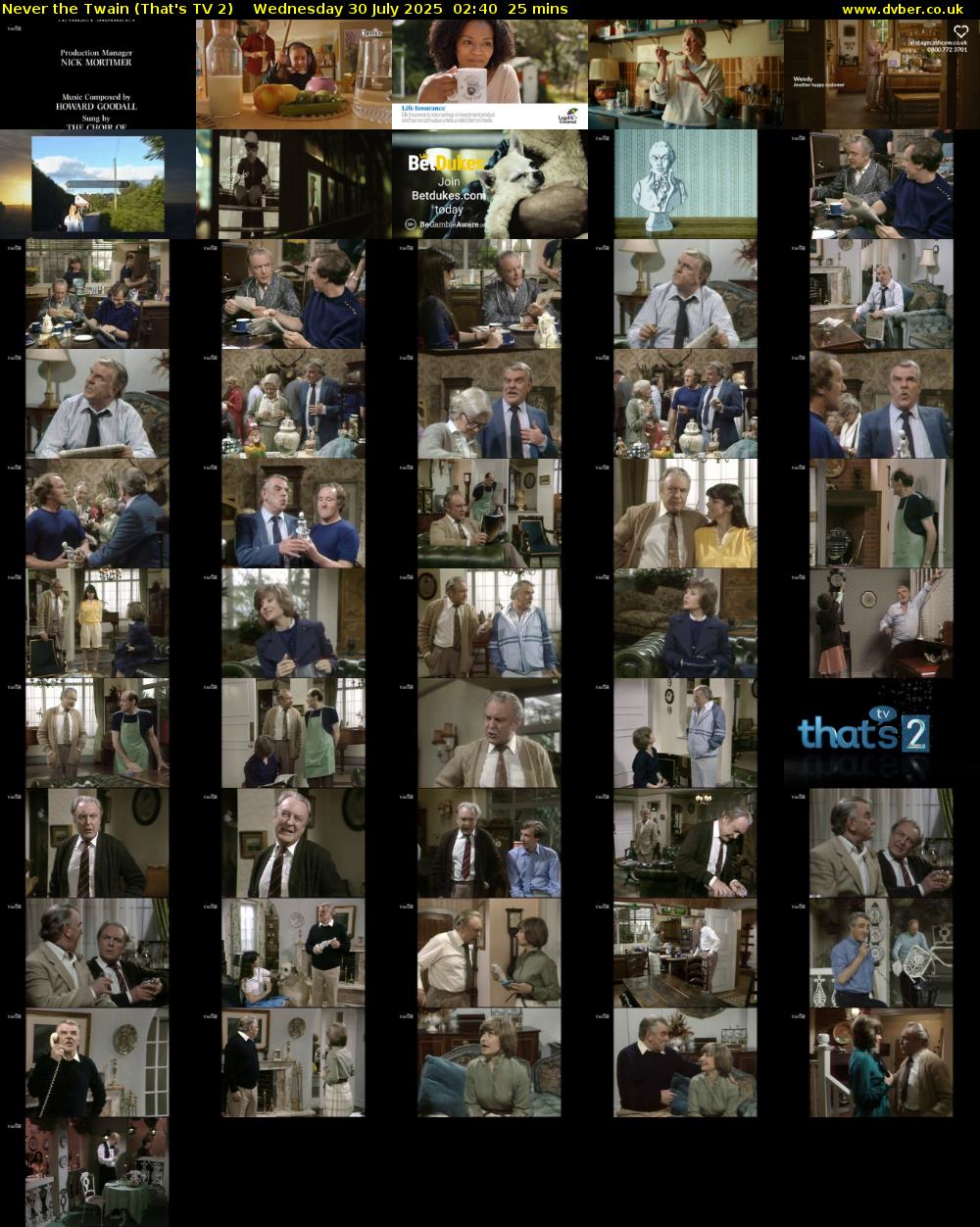Never the Twain (That's TV 2) Wednesday 30 July 2025 02:40 - 03:05