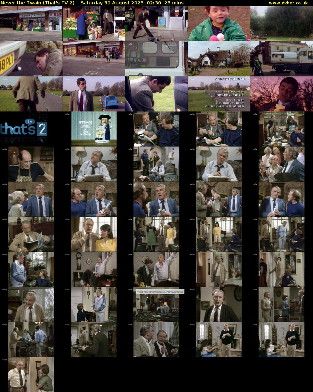 Never the Twain (That's TV 2) Saturday 30 August 2025 02:30 - 02:55