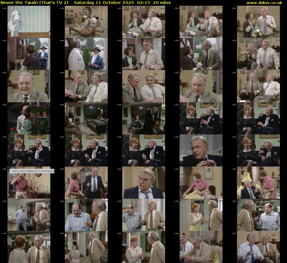 Never the Twain (That's TV 2) Saturday 11 October 2025 02:15 - 02:35