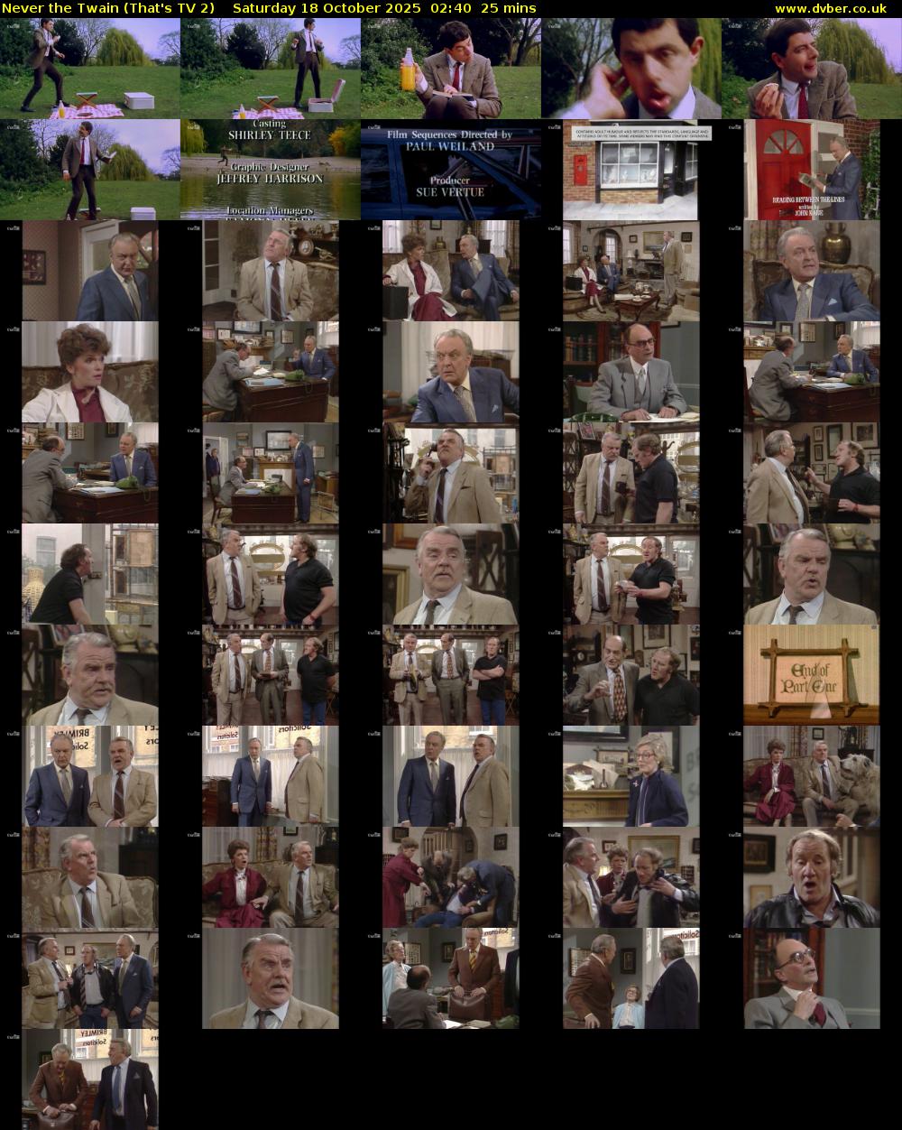 Never the Twain (That's TV 2) Saturday 18 October 2025 02:40 - 03:05