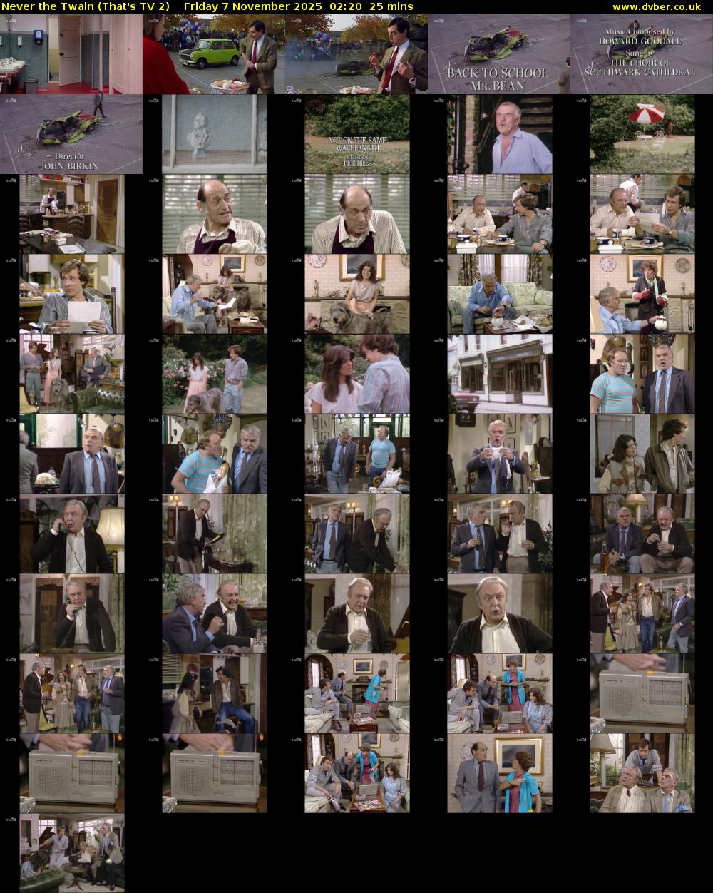 Never the Twain (That's TV 2) Friday 7 November 2025 02:20 - 02:45