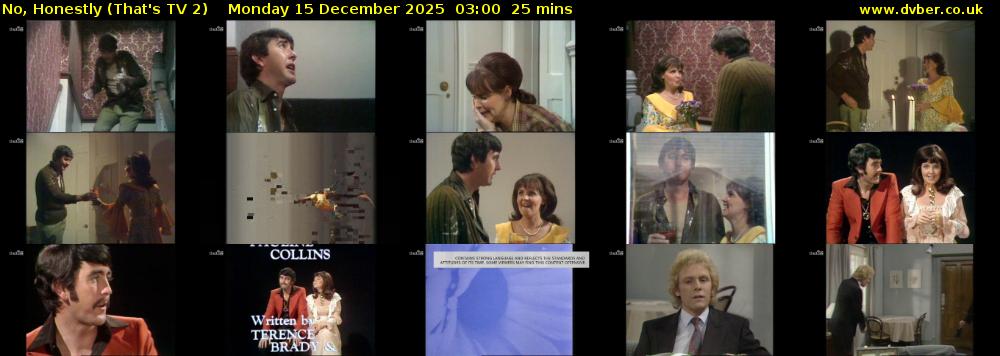 No, Honestly (That's TV 2) Monday 15 December 2025 03:00 - 03:25