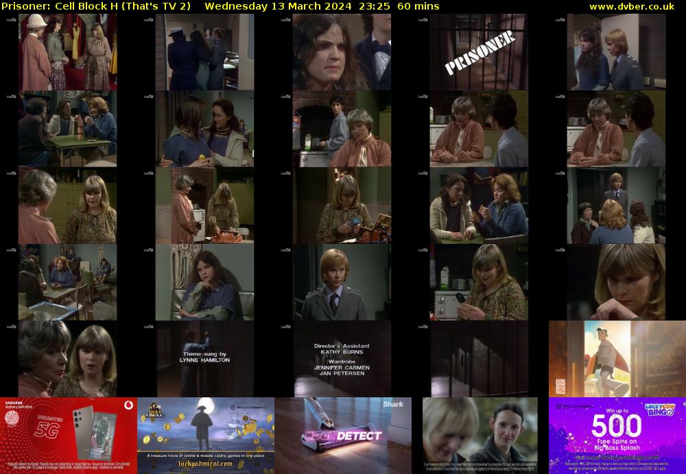 Prisoner: Cell Block H (That's TV 2) Wednesday 13 March 2024 23:25 - 00:25