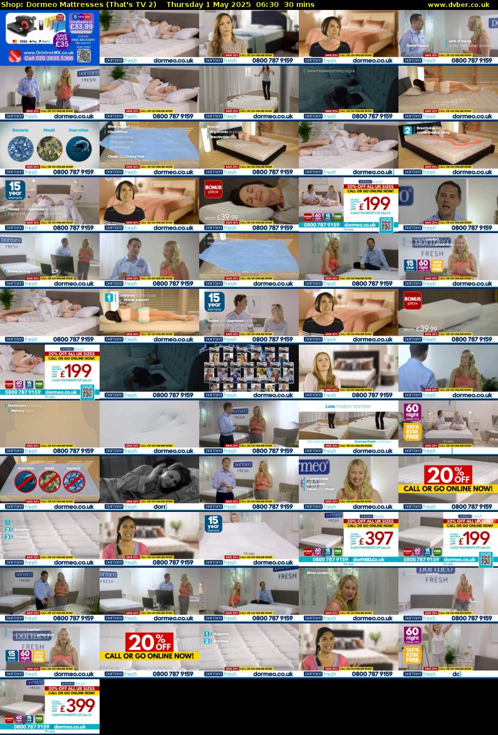 Shop: Dormeo Mattresses (That's TV 2) Thursday 1 May 2025 06:30 - 07:00