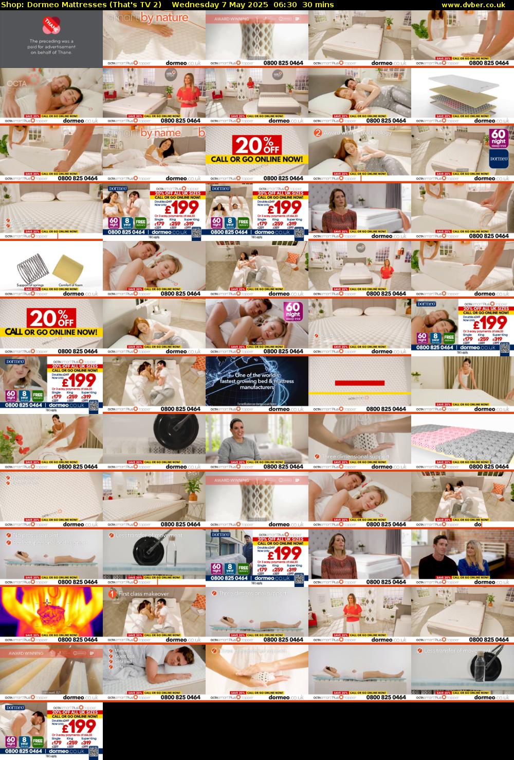 Shop: Dormeo Mattresses (That's TV 2) Wednesday 7 May 2025 06:30 - 07:00