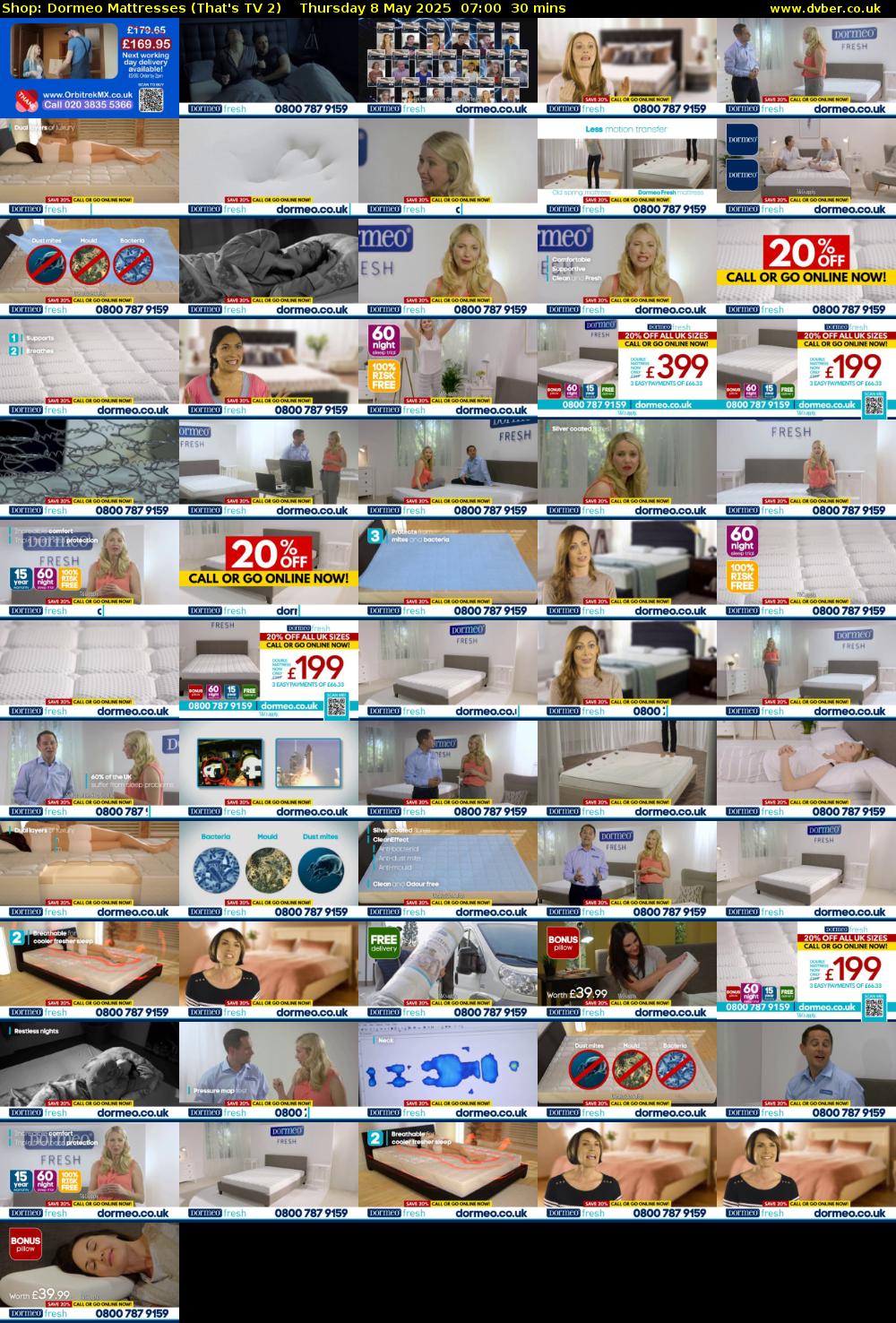 Shop: Dormeo Mattresses (That's TV 2) Thursday 8 May 2025 07:00 - 07:30