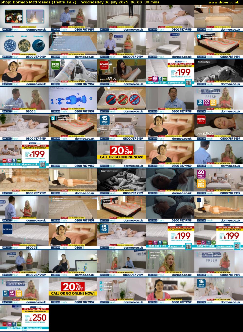 Shop: Dormeo Mattresses (That's TV 2) Wednesday 30 July 2025 06:00 - 06:30
