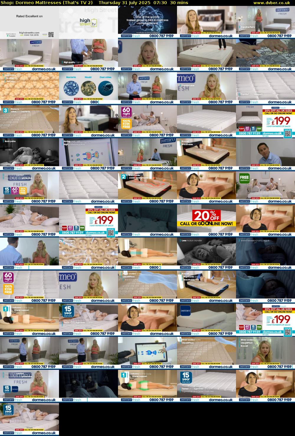 Shop: Dormeo Mattresses (That's TV 2) Thursday 31 July 2025 07:30 - 08:00