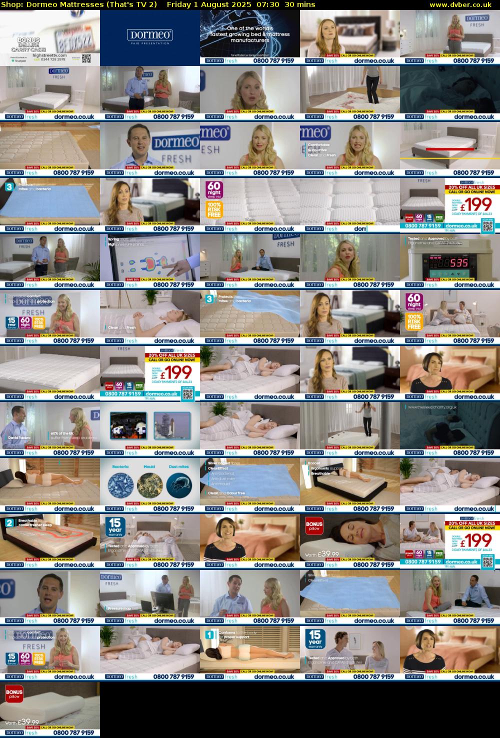 Shop: Dormeo Mattresses (That's TV 2) Friday 1 August 2025 07:30 - 08:00