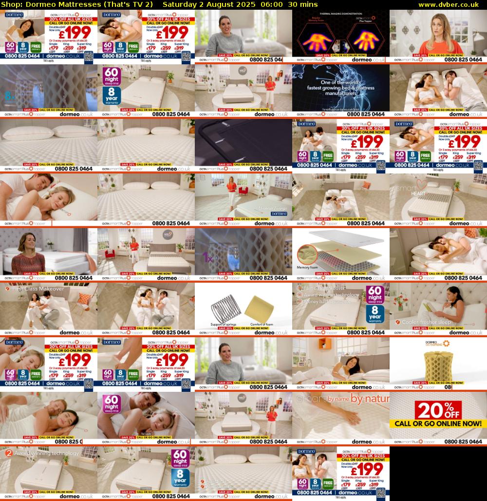 Shop: Dormeo Mattresses (That's TV 2) Saturday 2 August 2025 06:00 - 06:30