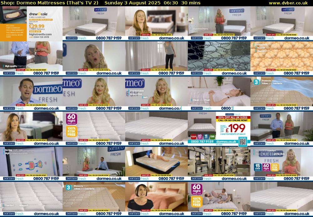Shop: Dormeo Mattresses (That's TV 2) Sunday 3 August 2025 06:30 - 07:00
