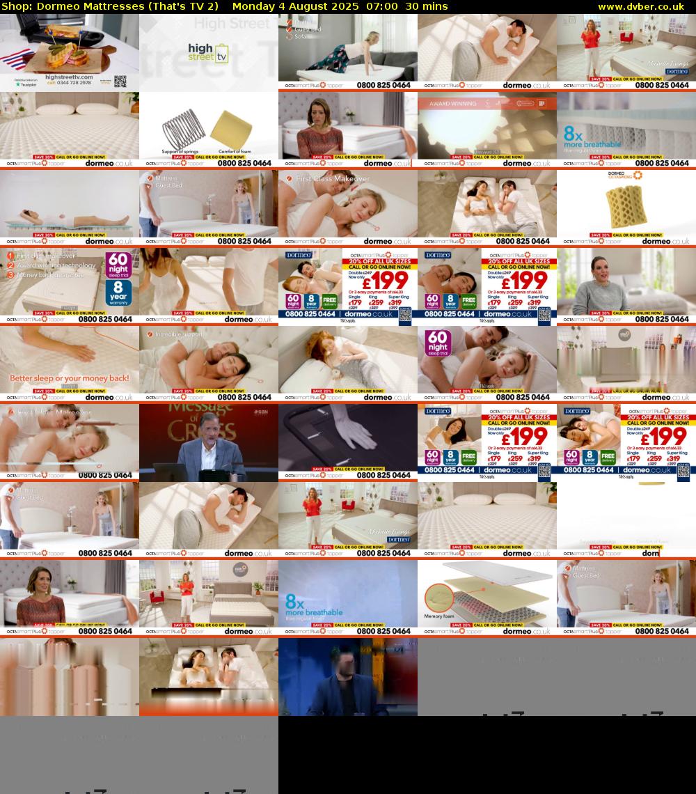 Shop: Dormeo Mattresses (That's TV 2) Monday 4 August 2025 07:00 - 07:30