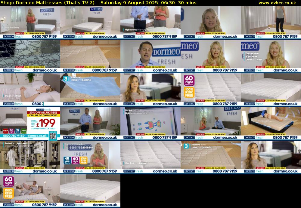 Shop: Dormeo Mattresses (That's TV 2) Saturday 9 August 2025 06:30 - 07:00