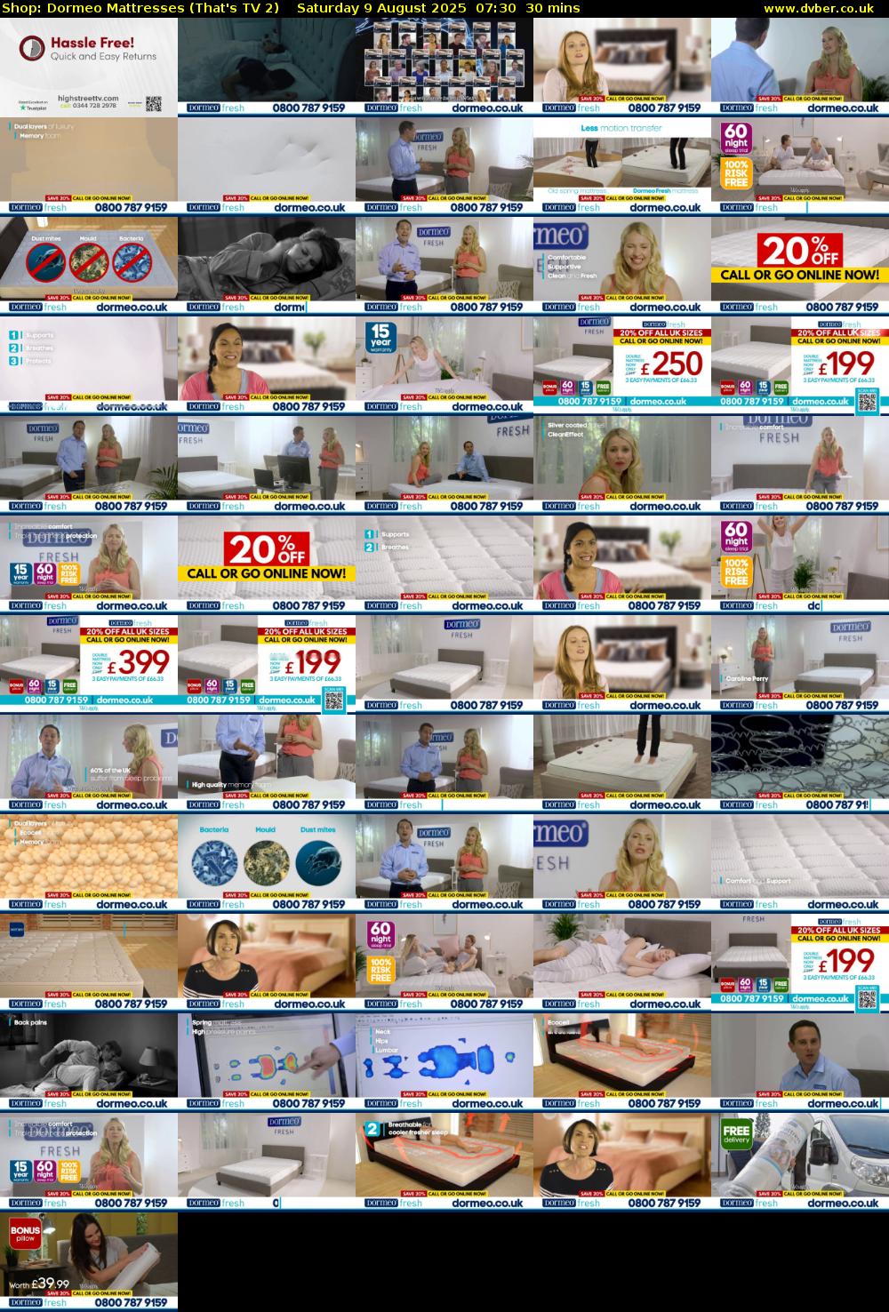 Shop: Dormeo Mattresses (That's TV 2) Saturday 9 August 2025 07:30 - 08:00