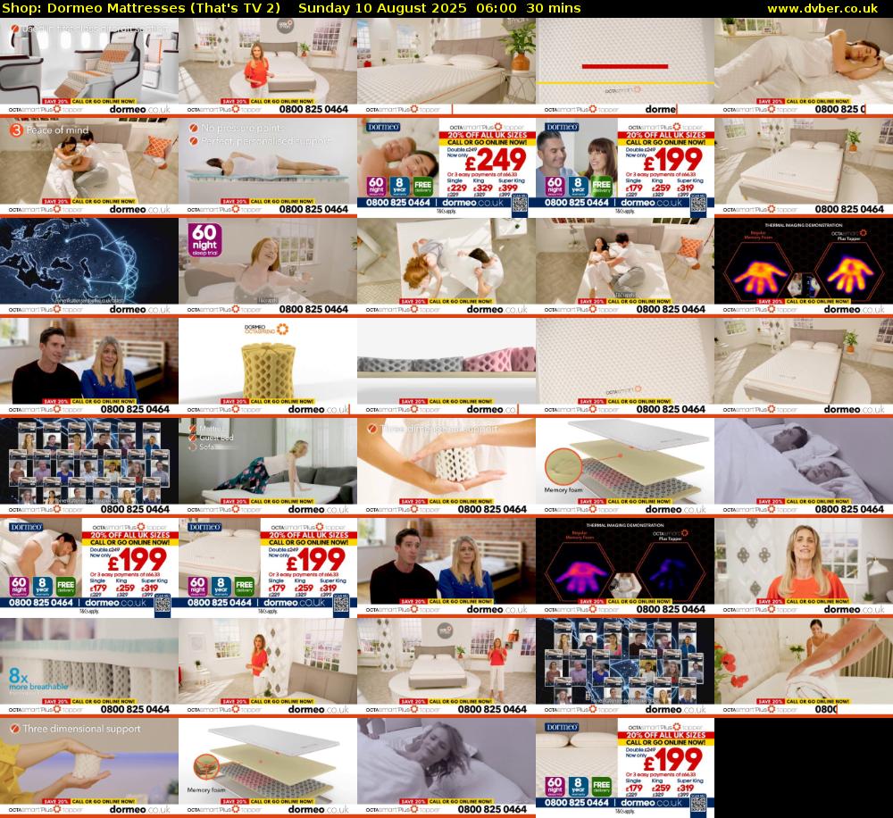 Shop: Dormeo Mattresses (That's TV 2) Sunday 10 August 2025 06:00 - 06:30