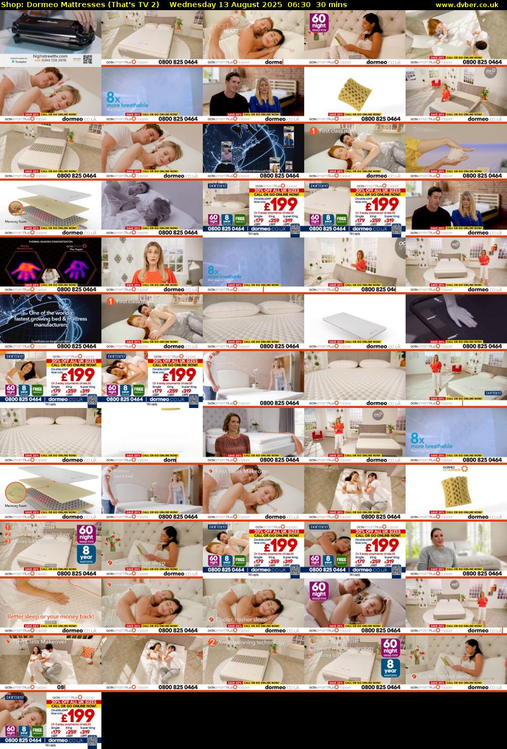 Shop: Dormeo Mattresses (That's TV 2) Wednesday 13 August 2025 06:30 - 07:00