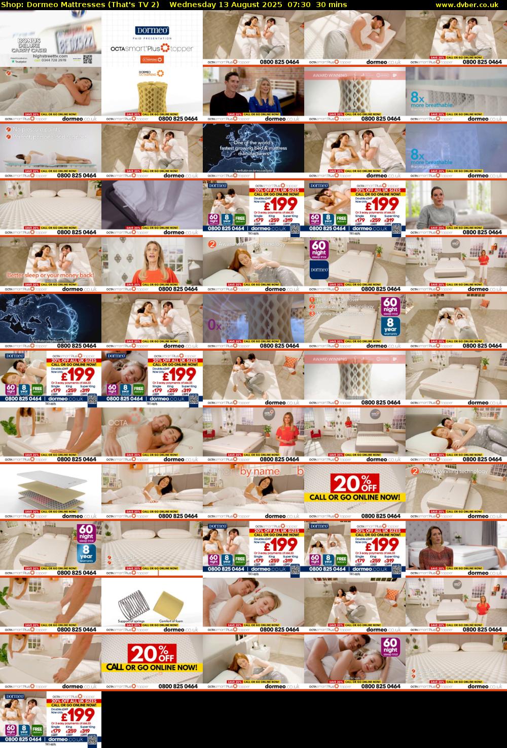 Shop: Dormeo Mattresses (That's TV 2) Wednesday 13 August 2025 07:30 - 08:00