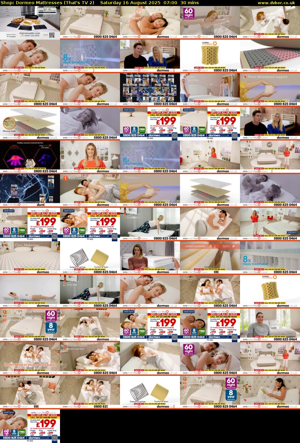 Shop: Dormeo Mattresses (That's TV 2) Saturday 16 August 2025 07:00 - 07:30