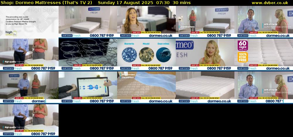 Shop: Dormeo Mattresses (That's TV 2) Sunday 17 August 2025 07:30 - 08:00