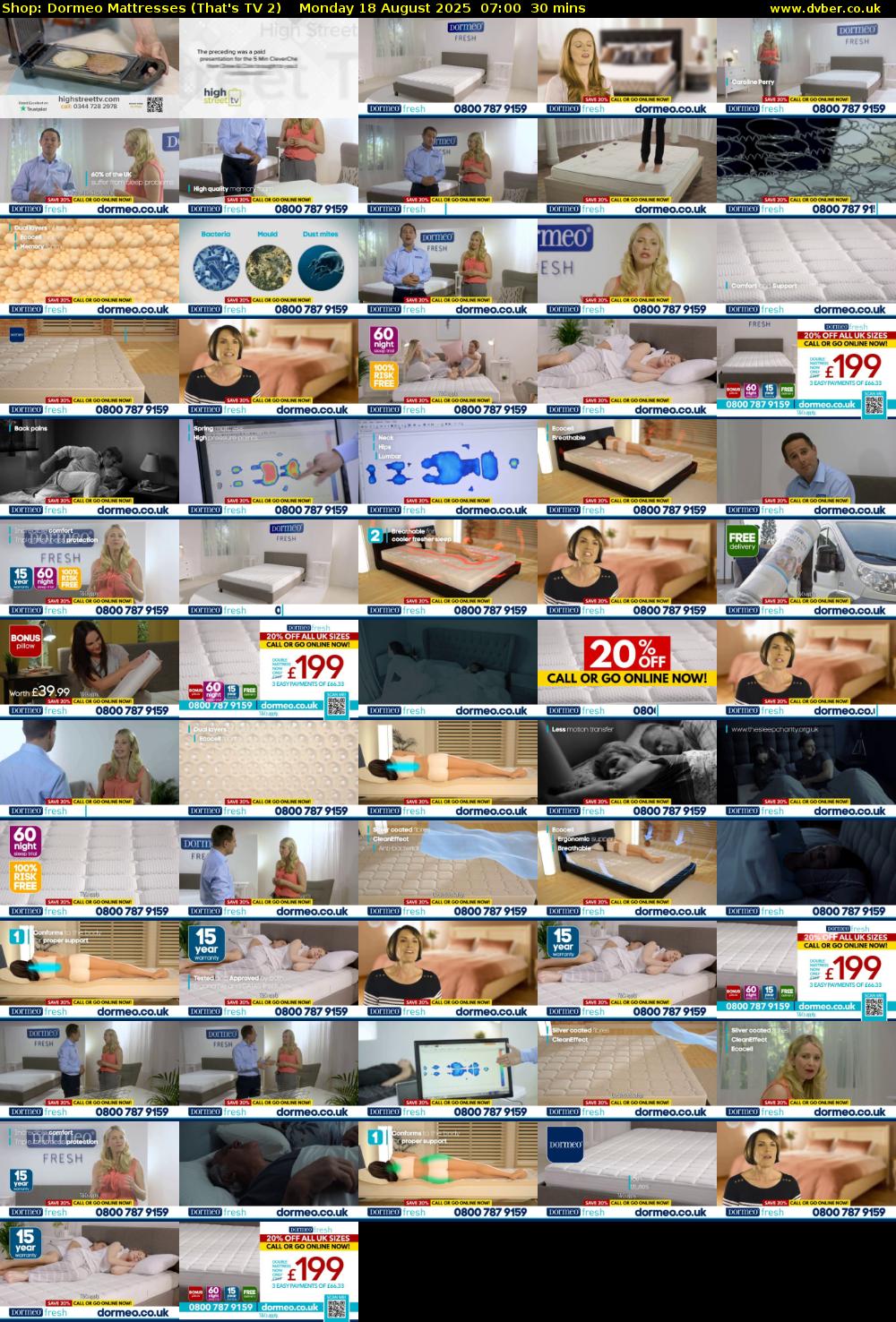 Shop: Dormeo Mattresses (That's TV 2) Monday 18 August 2025 07:00 - 07:30