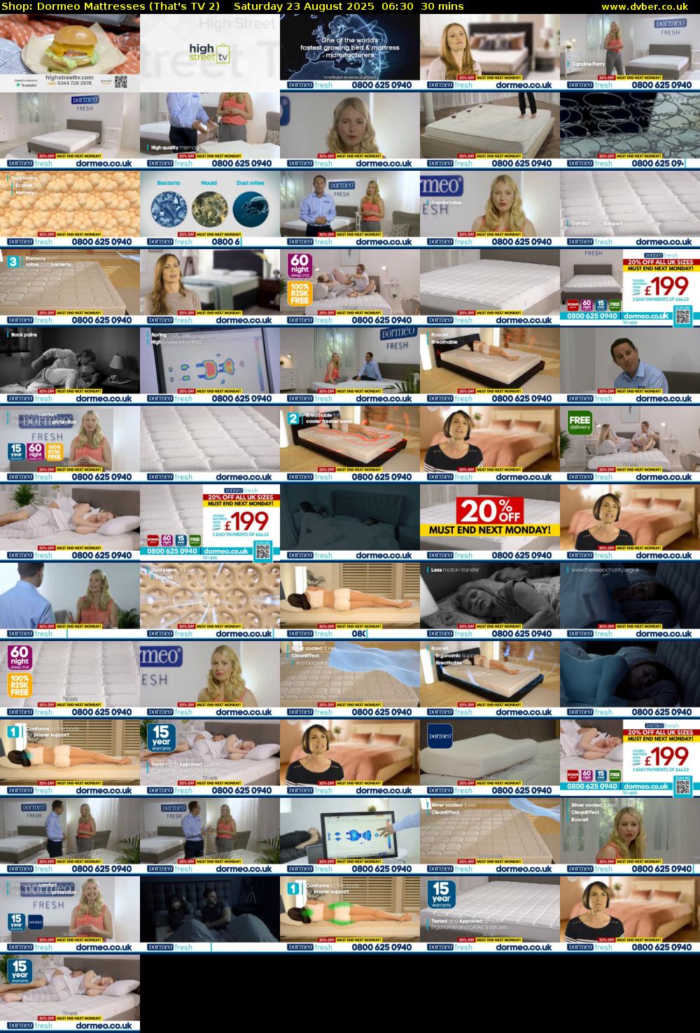 Shop: Dormeo Mattresses (That's TV 2) Saturday 23 August 2025 06:30 - 07:00