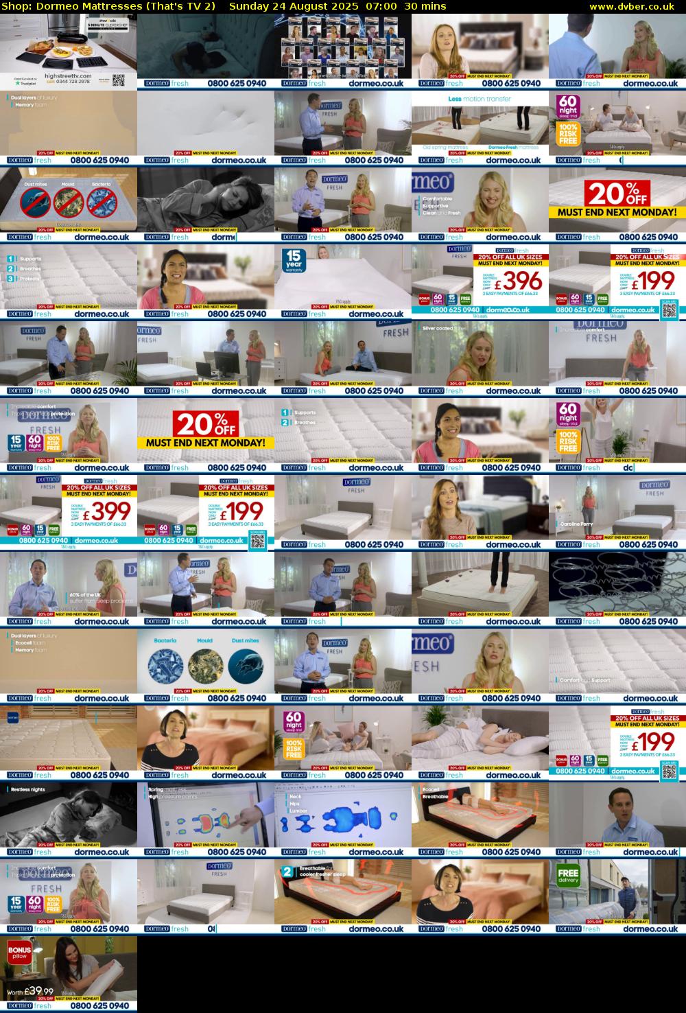 Shop: Dormeo Mattresses (That's TV 2) Sunday 24 August 2025 07:00 - 07:30
