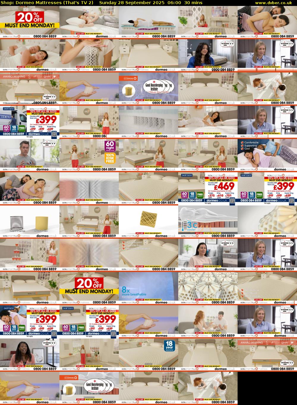 Shop: Dormeo Mattresses (That's TV 2) Sunday 28 September 2025 06:00 - 06:30
