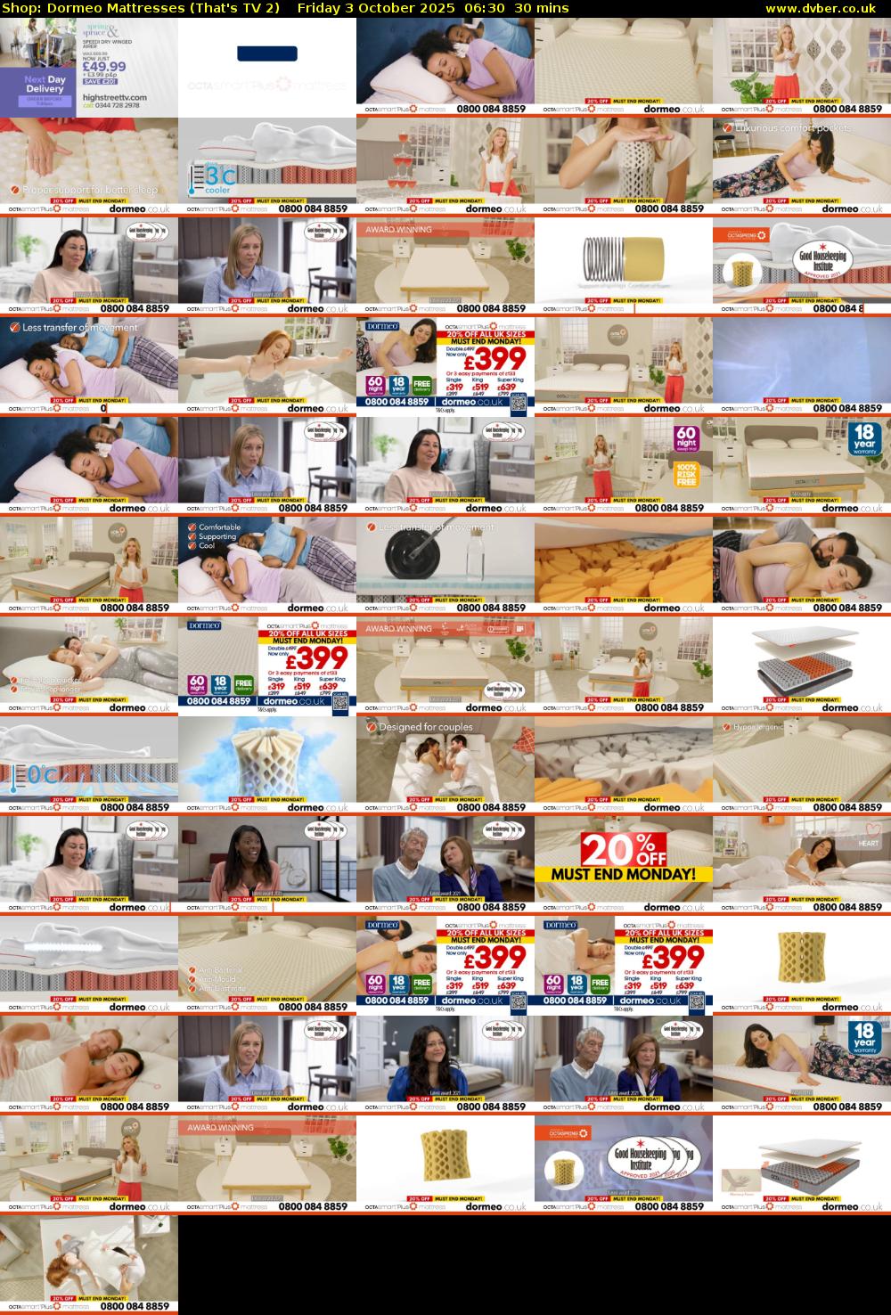 Shop: Dormeo Mattresses (That's TV 2) Friday 3 October 2025 06:30 - 07:00