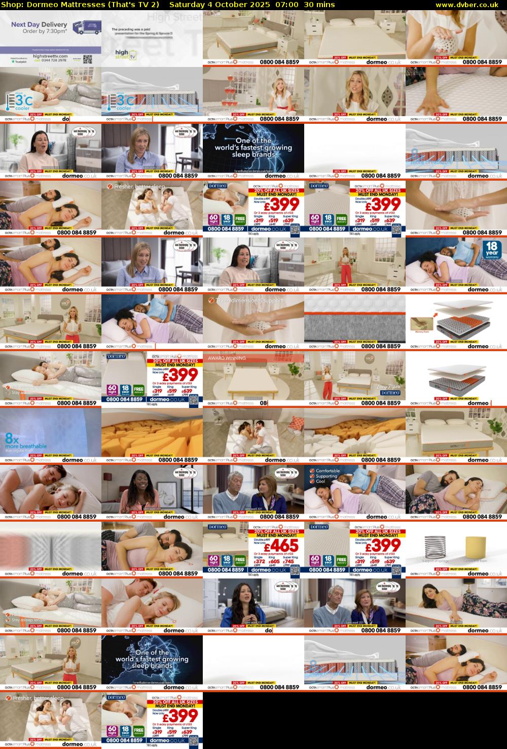 Shop: Dormeo Mattresses (That's TV 2) Saturday 4 October 2025 07:00 - 07:30