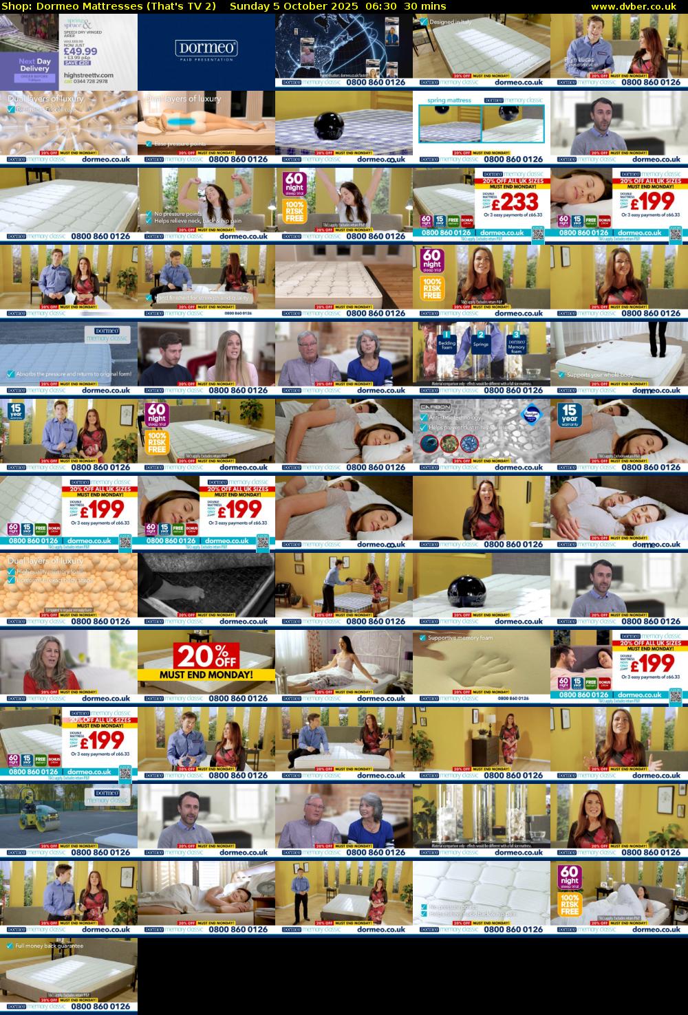 Shop: Dormeo Mattresses (That's TV 2) Sunday 5 October 2025 06:30 - 07:00
