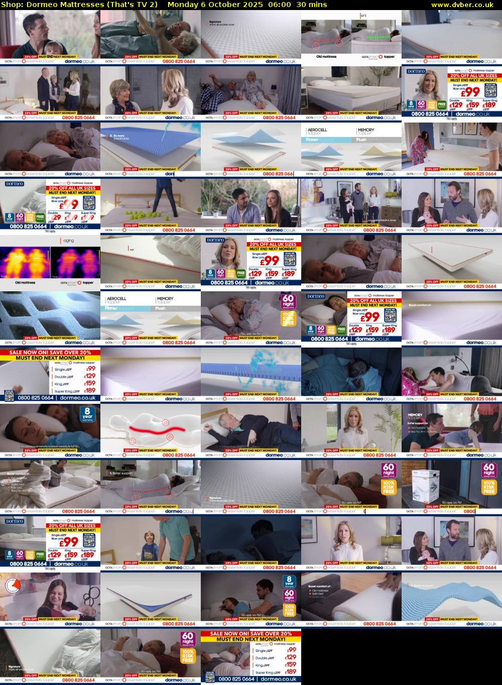 Shop: Dormeo Mattresses (That's TV 2) Monday 6 October 2025 06:00 - 06:30