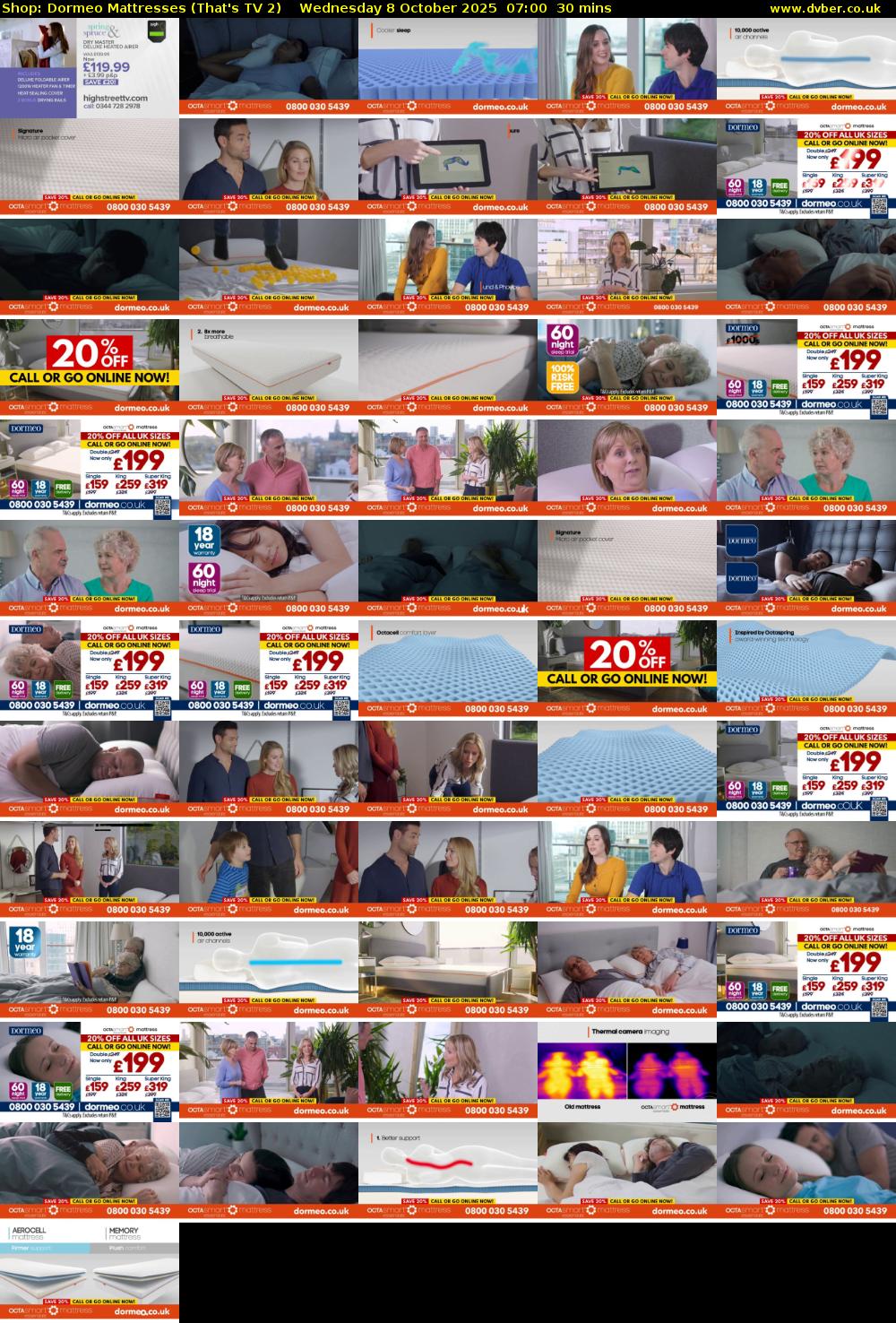 Shop: Dormeo Mattresses (That's TV 2) Wednesday 8 October 2025 07:00 - 07:30