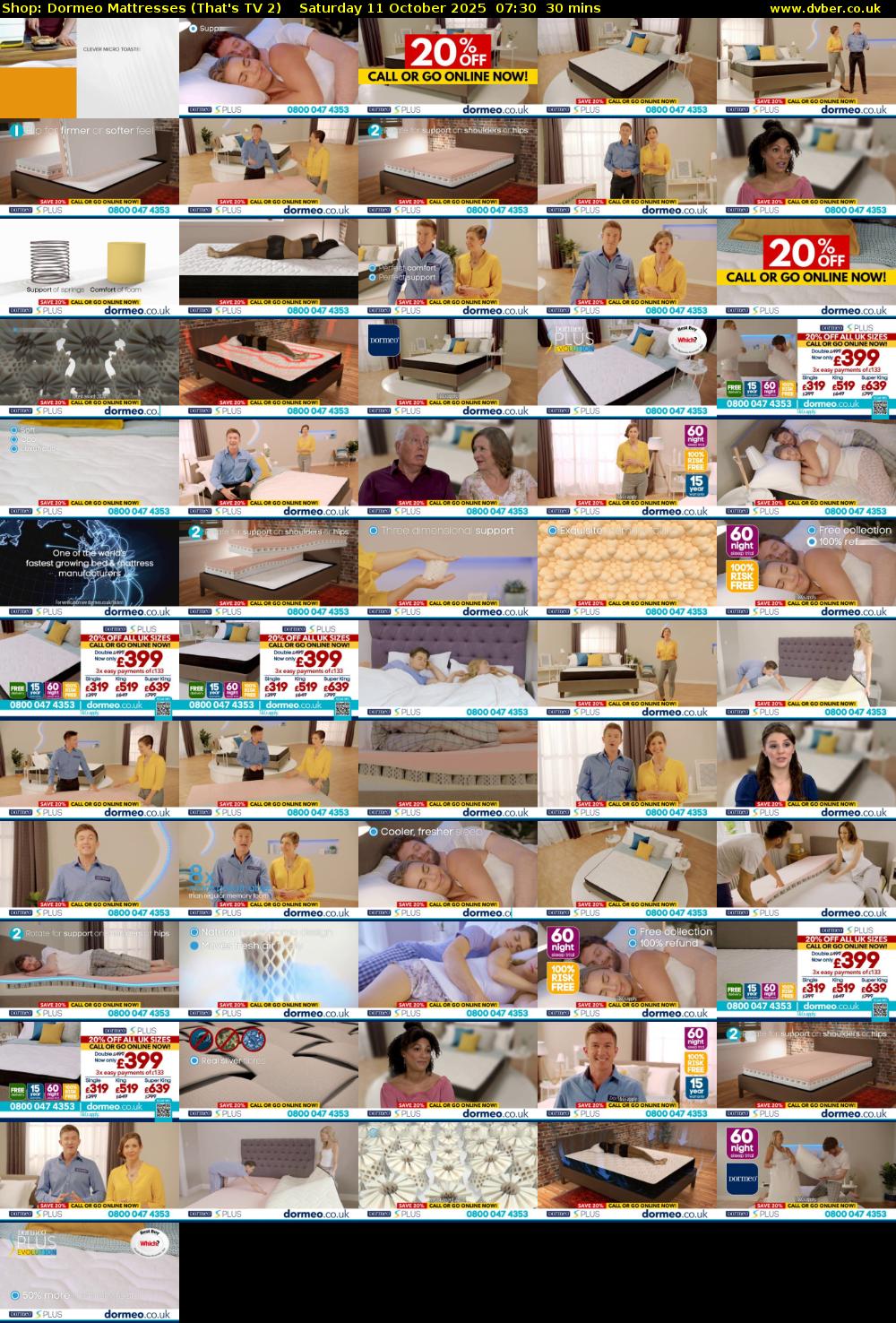 Shop: Dormeo Mattresses (That's TV 2) Saturday 11 October 2025 07:30 - 08:00