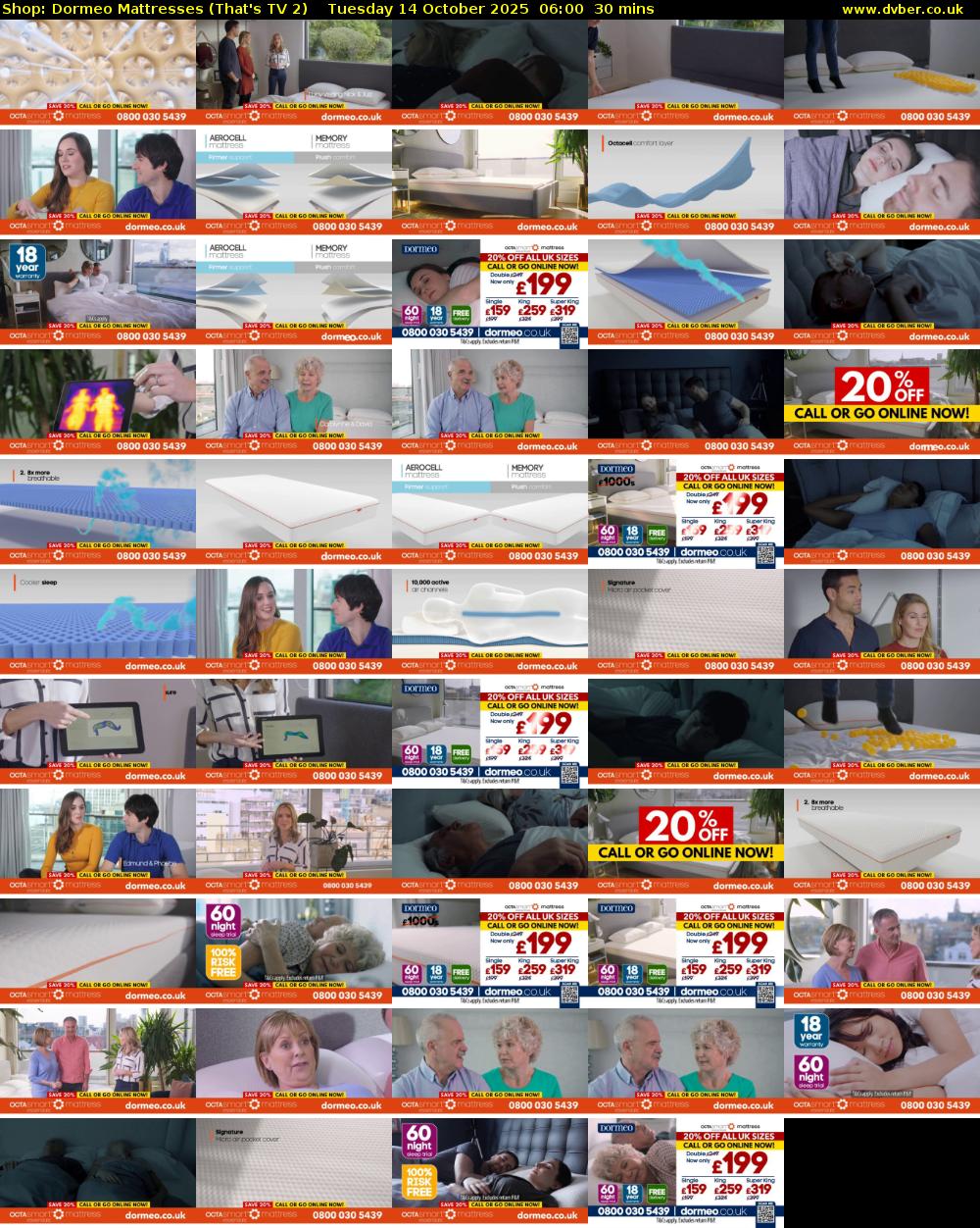 Shop: Dormeo Mattresses (That's TV 2) Tuesday 14 October 2025 06:00 - 06:30