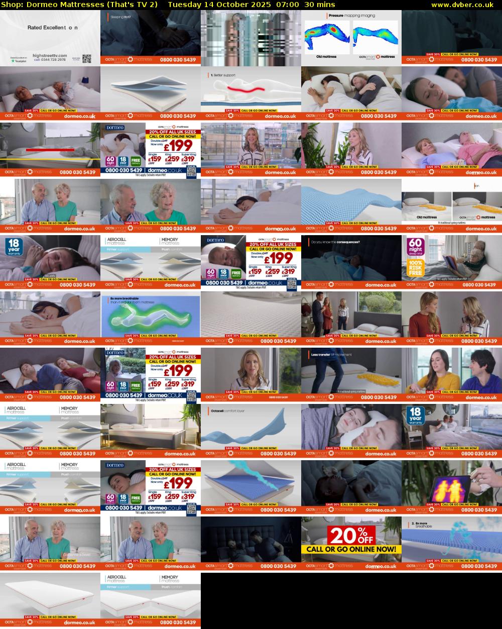 Shop: Dormeo Mattresses (That's TV 2) Tuesday 14 October 2025 07:00 - 07:30
